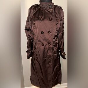 Vintage Feline trench A symmetrical double breasted peacoat jacket brown LARGE